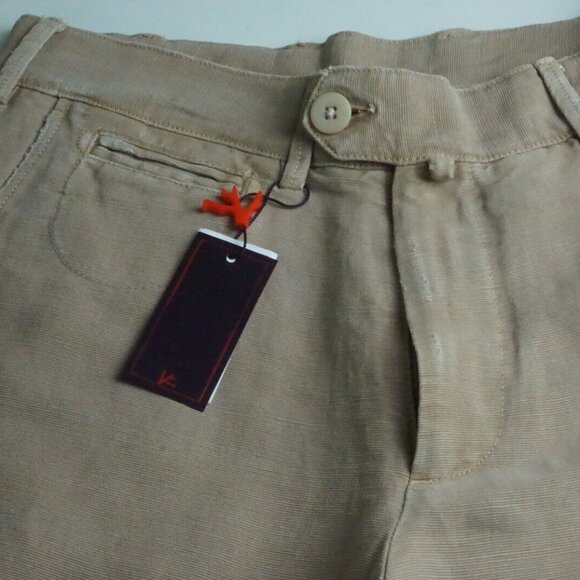 Isaia Napoli Bermuda Tinto Cotton Blend Brown Distressed Shorts 46R BRAND NEW - Picture 2 of 7
